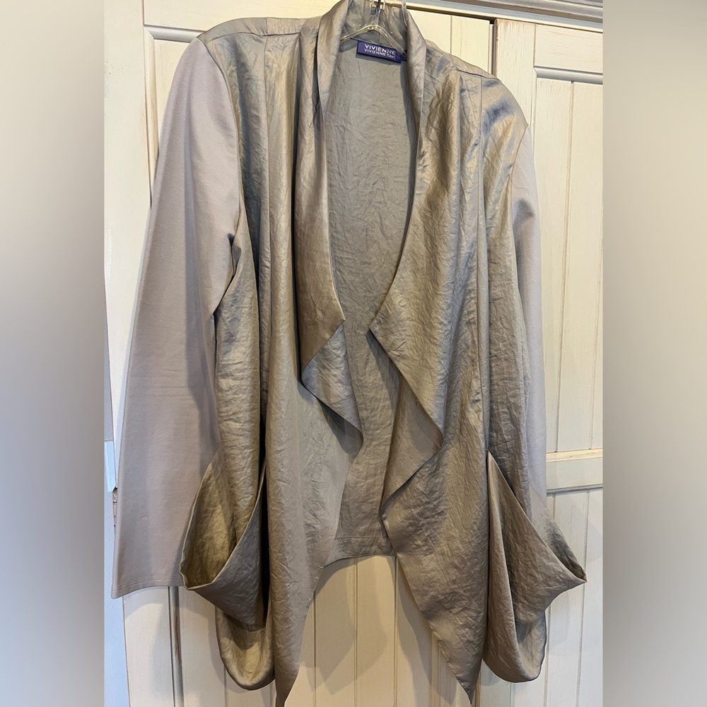 Silver Cape Jacket with Waterfall Collar